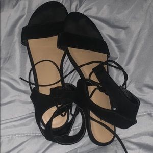 Merona Sandles; short lace & Black Strap